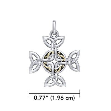 Celtic Knotwork Cross Silver and 18k gold accents Pendant MPD1816 - Jewelry